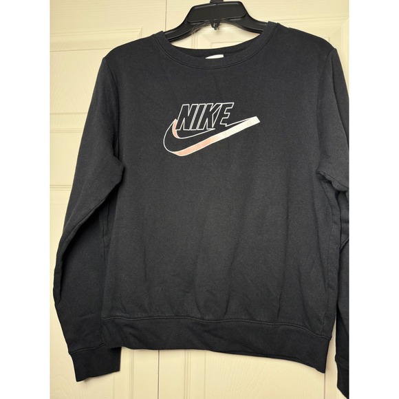 Nike Tops - Nike Sportswear Womens Crewneck Sweatshirt Black Logo Swoosh Pullover XS